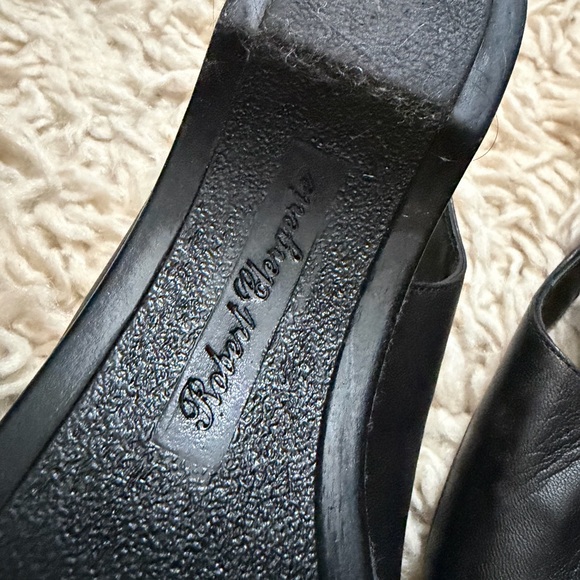 Robert Clergerie Paris Black Leather Slingback Flatform shoes - Picture 6 of 8